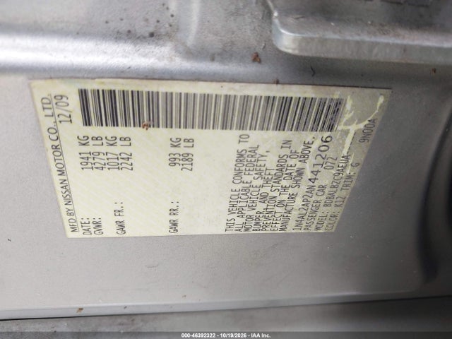 46392322 :رقم المزاد ، 1N4AL2AP2AN441206 vin ، 2010 Nissan Altima 2.5 S مزاد بيع