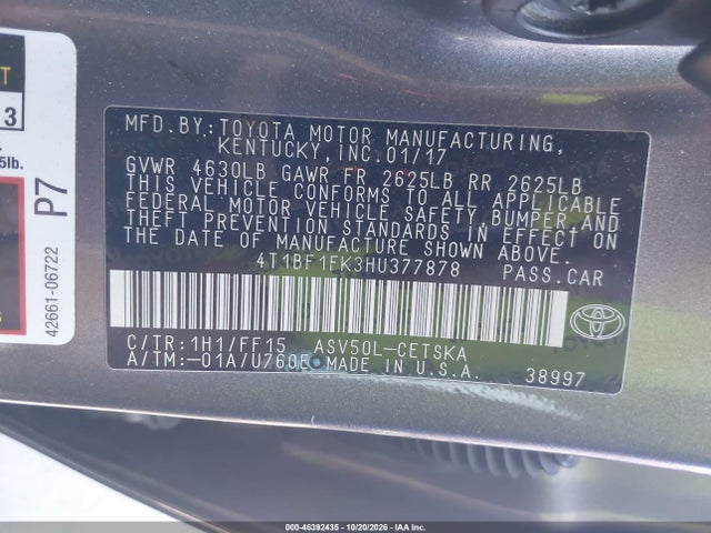 4T1BF1FK3HU377878 Toyota CAMRY SE