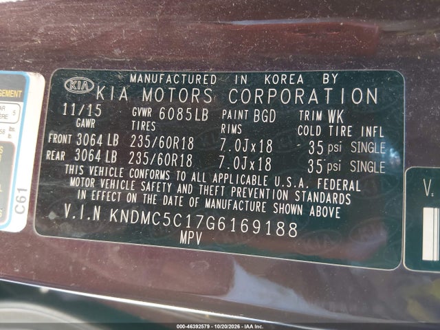 KIA Sedona Sx 2016 KNDMC5C17G6169188 Image 9