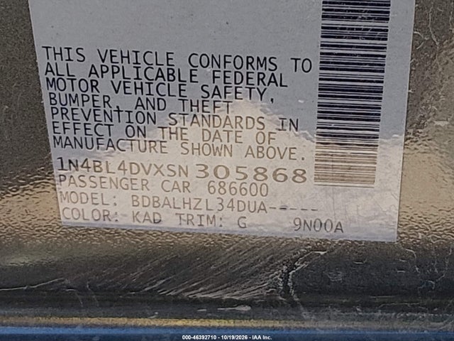 Продажа на аукционе авто 2025 Nissan Altima Sv Fwd, vin: 1N4BL4DVXSN305868, номер лота: 46392710