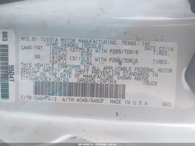 5TFUU4EN0EX109123 Toyota Tacoma Base V6