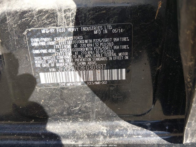 46392757 :رقم المزاد ، JF2GPACC8EG303937 vin ، 2014 Subaru Xv Crosstrek 2.0i Premium مزاد بيع