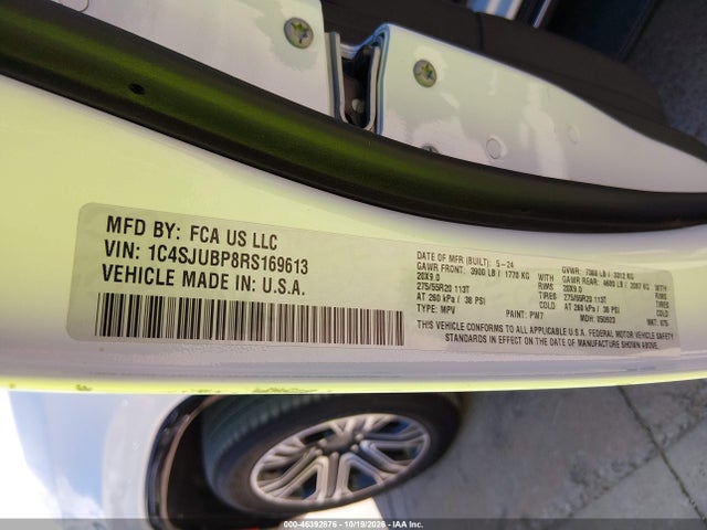2024 Jeep Wagoneer Series Ii 4x2 მანქანა იყიდება აუქციონზე, vin: 1C4SJUBP8RS169613, აუქციონის ნომერი: 46392876