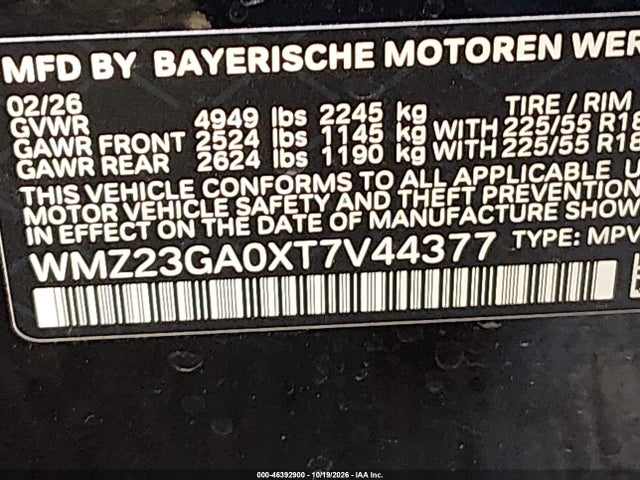 Продажа на аукционе авто 2026 Mini Countryman Cooper S/s Oxford Edition, vin: WMZ23GA0XT7V44377, номер лота: 46392900