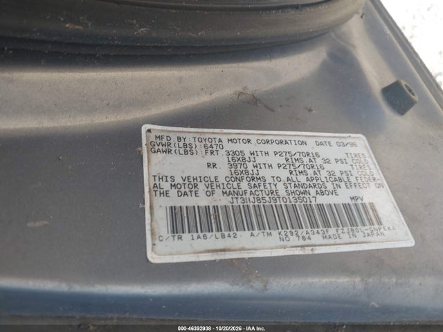 1996 Toyota Land Cruiser Hj85 მანქანა იყიდება აუქციონზე, vin: JT3HJ85J9T0135017, აუქციონის ნომერი: 46392938