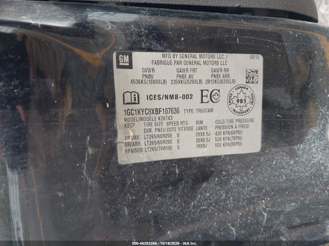 Aukcja sprzedaży 2011 Chevrolet Silverado 2500hd Ltz, vin: 1GC1KYC8XBF107636, numer aukcji: 46393266