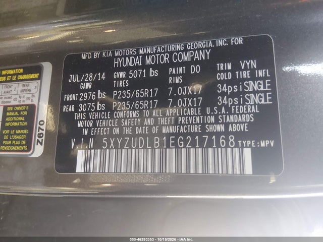 Продаж на аукціоні авто 2014 Hyundai Santa Fe Sport 2.4l, vin: 5XYZUDLB1EG217168, номер лоту: 46393353