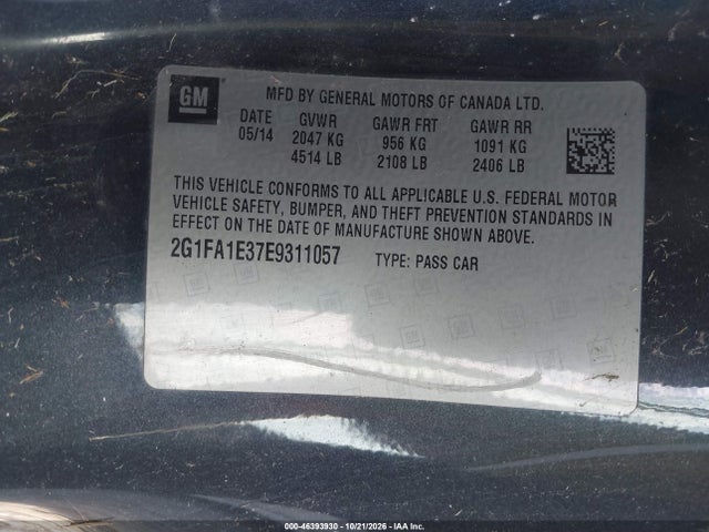 2014 Chevrolet Camaro 2ls მანქანა იყიდება აუქციონზე, vin: 2G1FA1E37E9311057, აუქციონის ნომერი: 46393930