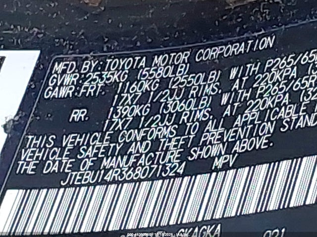 Aukcja sprzedaży 2006 Toyota 4runner Sr5 V6, vin: JTEBU14R368071324, numer aukcji: 46393960