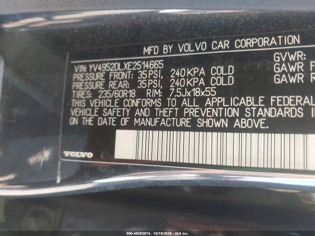 Volvo XC60 3.2 2014 YV4952DLXE2514665 Image 9