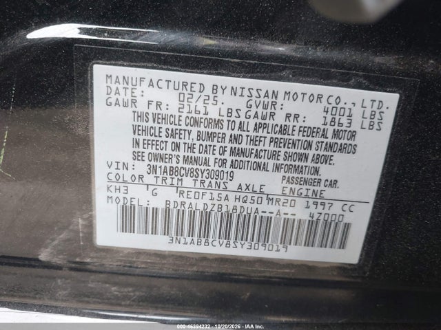 3N1AB8CV8SY309019 Nissan SENTRA SV