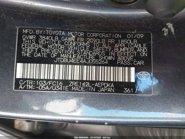 Aukcja sprzedaży 2010 Toyota Corolla Le, vin: JTDBU4EE4AJ055264, numer aukcji: 46394364