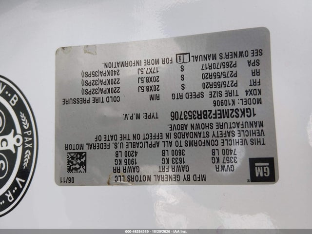 Aukcja sprzedaży 2011 Gmc Yukon Xl 1500 Denali, vin: 1GKS2MEF2BR353706, numer aukcji: 46394369