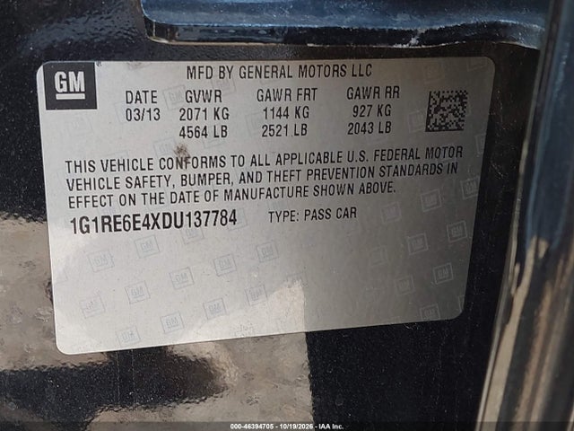 Aukcja sprzedaży 2013 Chevrolet Volt, vin: 1G1RE6E4XDU137784, numer aukcji: 46394705