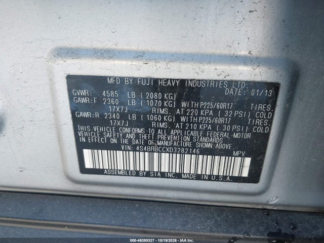 Продаж на аукціоні авто 2013 Subaru Outback 2.5i Premium, vin: 4S4BRBCCXD3282146, номер лоту: 46395327