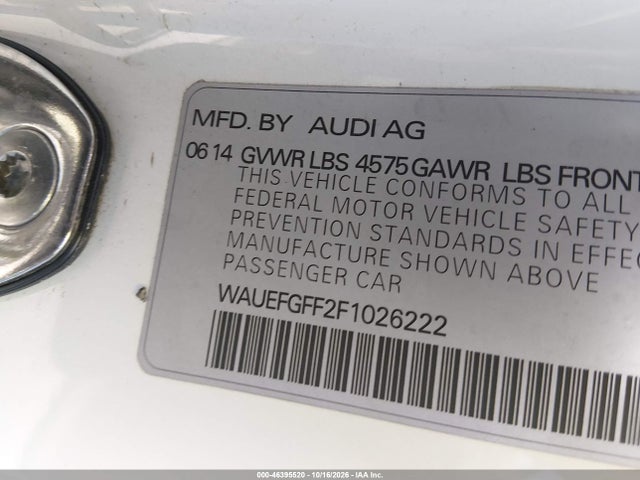 46395520 :رقم المزاد ، WAUEFGFF2F1026222 vin ، 2015 Audi A3 2.0t Premium مزاد بيع