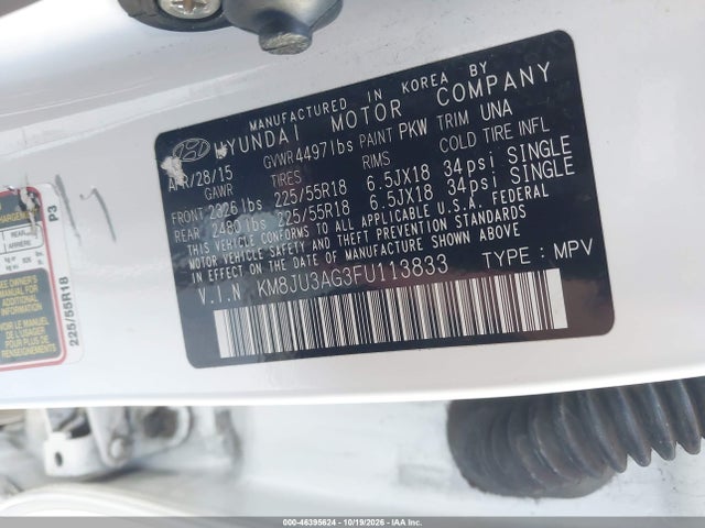 Aukcja sprzedaży 2015 Hyundai Tucson Limited, vin: KM8JU3AG3FU113833, numer aukcji: 46395624