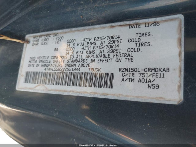 Продаж на аукціоні авто 1997 Toyota Tacoma, vin: 4TAVL52N2VZ251944, номер лоту: 46395747