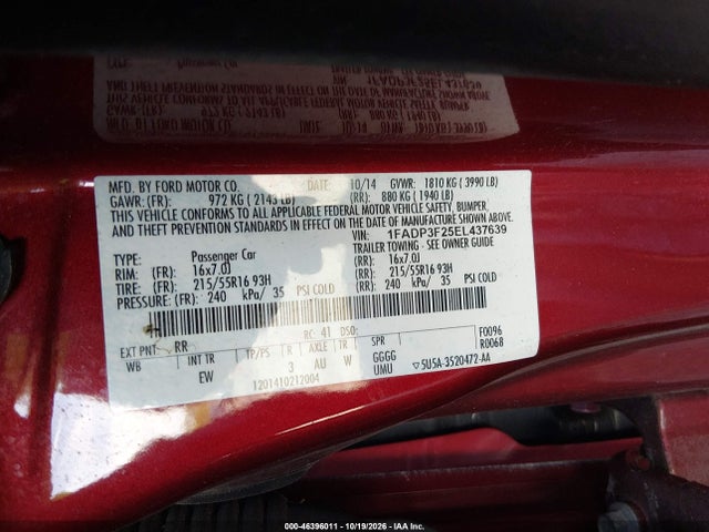 Aukcja sprzedaży 2014 Ford Focus Se, vin: 1FADP3F25EL437639, numer aukcji: 46396011