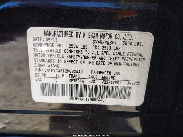 Продаж на аукціоні авто 2014 Infiniti Q50 Premium, vin: JN1BV7AR1EM682440, номер лоту: 46396487