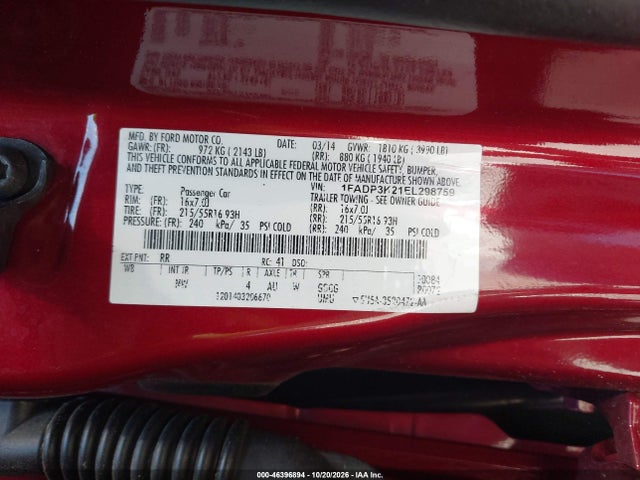 Aukcja sprzedaży 2014 Ford Focus Se, vin: 1FADP3K21EL298759, numer aukcji: 46396894