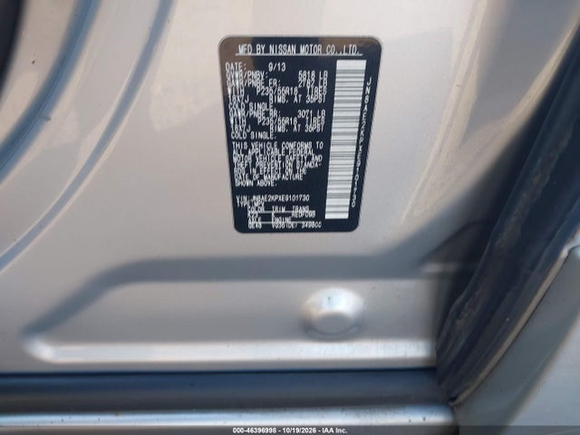 46396998 :رقم المزاد ، JN8AE2KPXE9101730 vin ، 2014 Nissan Quest Sl مزاد بيع