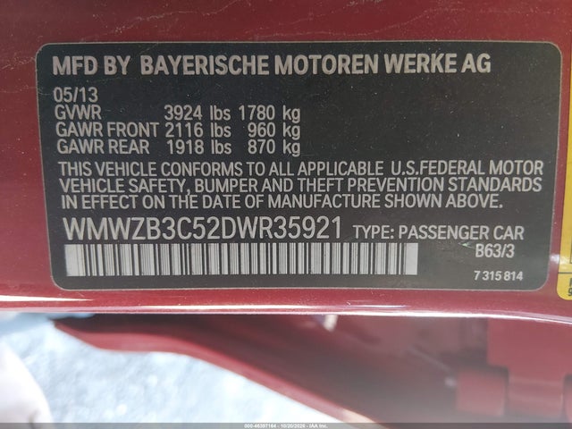 Продаж на аукціоні авто 2013 Mini Countryman Cooper, vin: WMWZB3C52DWR35921, номер лоту: 46397164