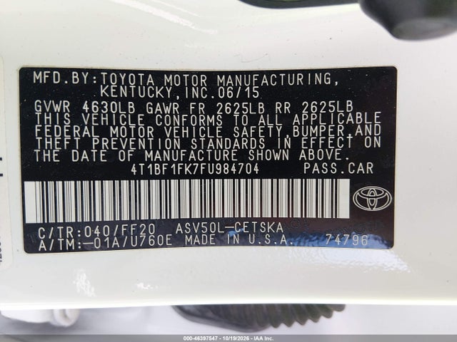 Aukcja sprzedaży 2015 Toyota Camry Se, vin: 4T1BF1FK7FU984704, numer aukcji: 46397547
