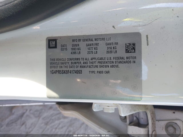 46397714 :رقم المزاد ، 1G4PR5SK8F4174993 vin ، 2015 Buick Verano Convenience Group مزاد بيع