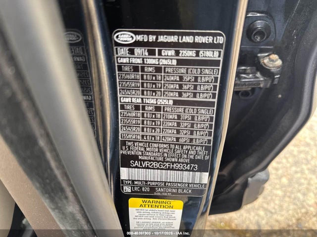 Aukcja sprzedaży 2015 Land Rover Range Rover Evoque Pure, vin: SALVR2BG2FH993473, numer aukcji: 46397803