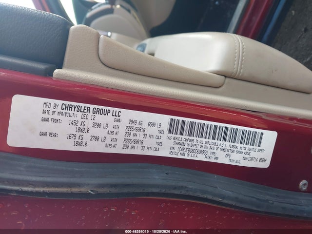 46398019 :رقم المزاد ، 1C4RJFBG8DC630953 vin ، 2013 Jeep Grand Cherokee Limited مزاد بيع