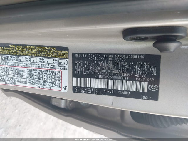 Aukcja sprzedaży 2005 Toyota Camry Le, vin: 4T1BE32K55U085844, numer aukcji: 46398054