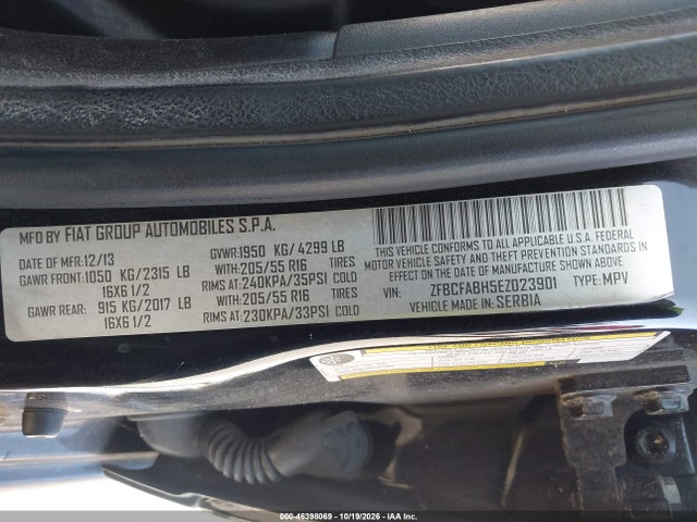 Fiat 500l Easy 2014 ZFBCFABH5EZ023901 Image 9