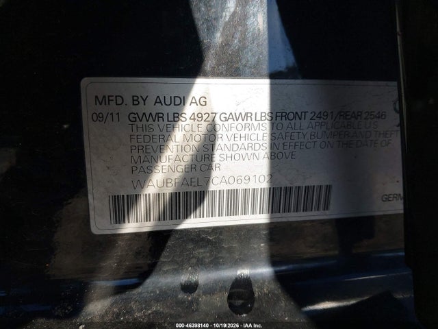 Продажа на аукционе авто 2012 Audi A4 2.0t Premium, vin: WAUBFAFL7CA069102, номер лота: 46398140