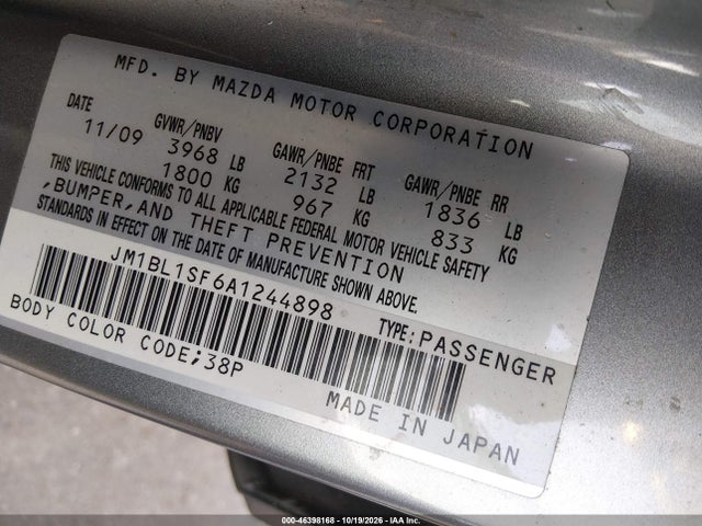 Aukcja sprzedaży 2010 Mazda Mazda3 I Touring, vin: JM1BL1SF6A1244898, numer aukcji: 46398168