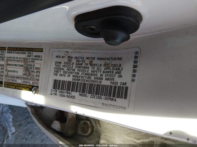 46398352 :رقم المزاد ، 1NXBR32E46Z569116 vin ، 2006 Toyota Corolla Le مزاد بيع
