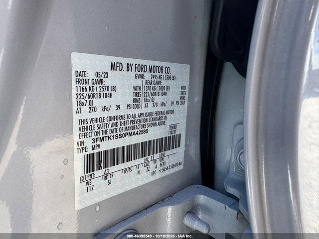 Продажа на аукционе авто 2023 Ford Mustang Mach-e Select, vin: 3FMTK1SS0PMA42585, номер лота: 46398549