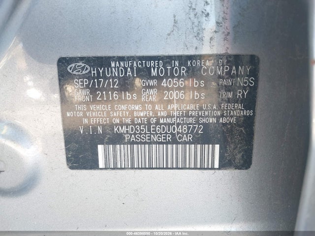46398590 :رقم المزاد ، KMHD35LE6DU048772 vin ، 2013 Hyundai Elantra Gt مزاد بيع