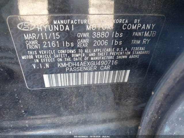 Продаж на аукціоні авто 2016 Hyundai Elantra Value Edition, vin: KMHDH4AEXGU490716, номер лоту: 46398624