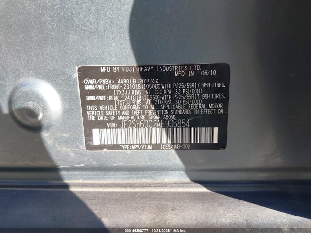 Продаж на аукціоні авто 2010 Subaru Forester 2.5x Limited, vin: JF2SH6DC2AH905854, номер лоту: 46398777