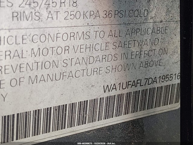 46399670 :رقم المزاد ، WA1UFAFL7DA195516 vin ، 2013 Audi Allroad Premium Plus مزاد بيع