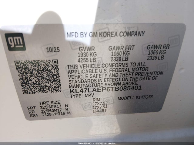46399801 :رقم المزاد ، KL47LAEP6TB085401 vin ، 2026 Buick Envista Preferred Fwd مزاد بيع