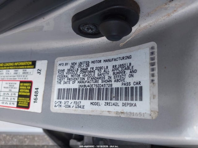 Продаж на аукціоні авто 2009 Toyota Corolla S, vin: 1NXBU40E79Z045728, номер лоту: 46400092