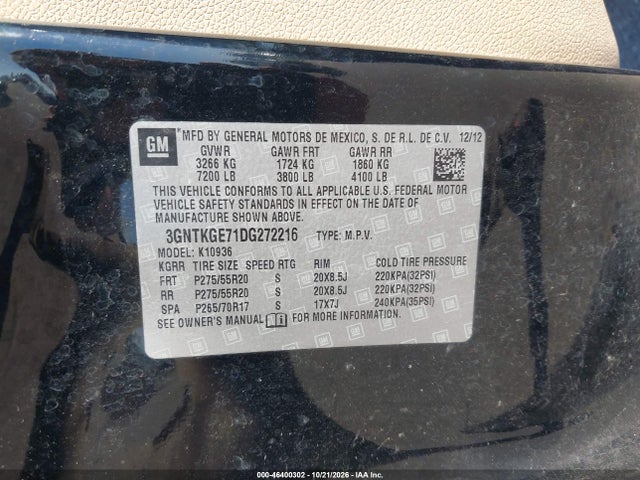 Aukcja sprzedaży 2013 Chevrolet Avalanche Ltz, vin: 3GNTKGE71DG272216, numer aukcji: 46400302
