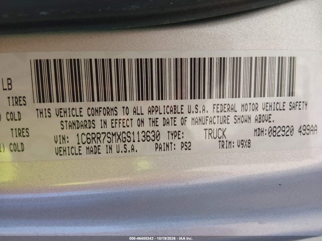 Продаж на аукціоні авто 2016 Ram 1500 Tradesman, vin: 1C6RR7SMXGS113630, номер лоту: 46400342