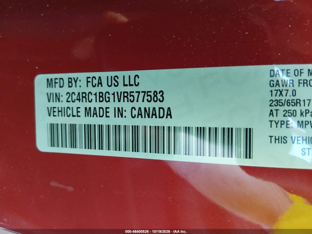 Продажа на аукционе авто 2027 Chrysler Pacifica, vin: 2C4RC1BG1VR577583, номер лота: 46400526