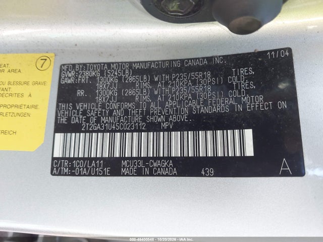 Продаж на аукціоні авто 2005 Lexus Rx 330, vin: 2T2GA31U45C023112, номер лоту: 46400548