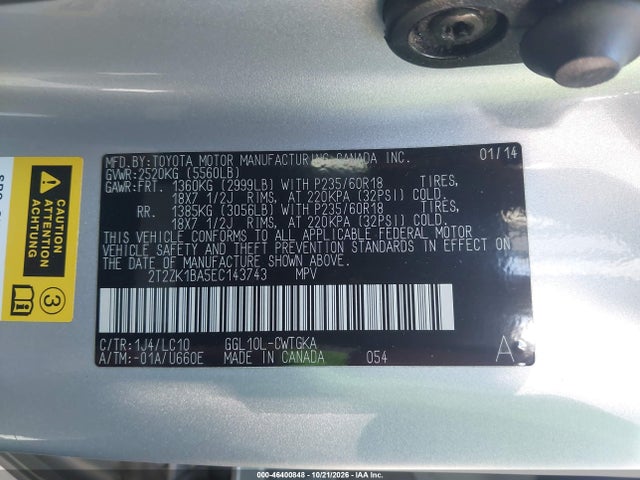 Продаж на аукціоні авто 2014 Lexus Rx 350, vin: 2T2ZK1BA5EC143743, номер лоту: 46400848