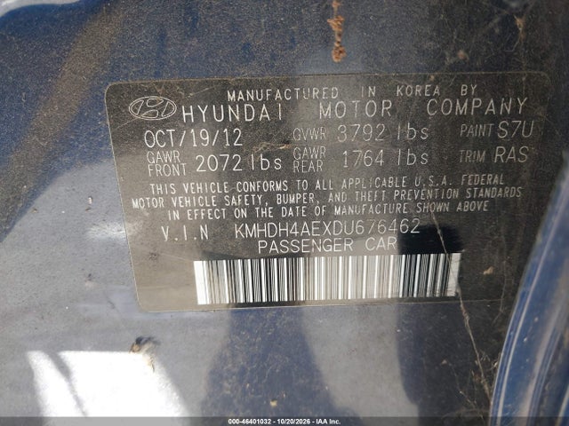 Aukcja sprzedaży 2013 Hyundai Elantra Limited, vin: KMHDH4AEXDU676462, numer aukcji: 46401032