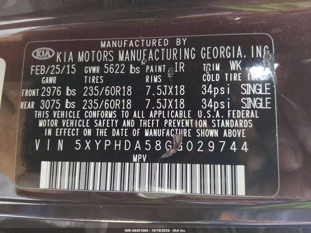 KIA Sorento 3.3l Ex 2016 5XYPHDA58GG029744 Image 9